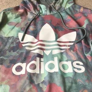 Long, oversized watercolor adidas hoodie